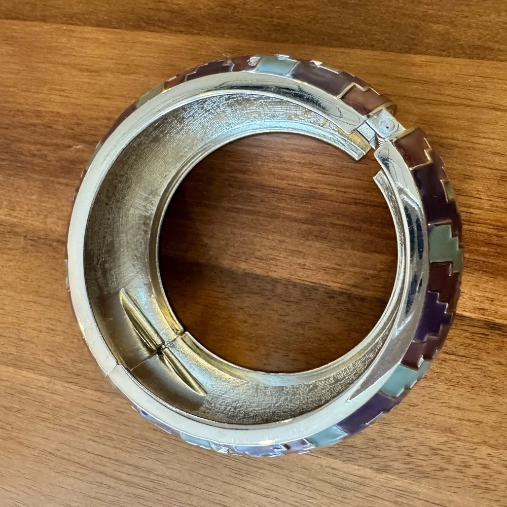 Aztec Pattern Enameled Clamper Bracelet - Picture 6 of 10